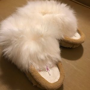 Baby Girl Moccasins Authentic Rabbit Fur